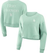 FANATICS Women's Fanatics Mint Los Angeles Dodgers Studio Cropped Pullover Sweatshirt