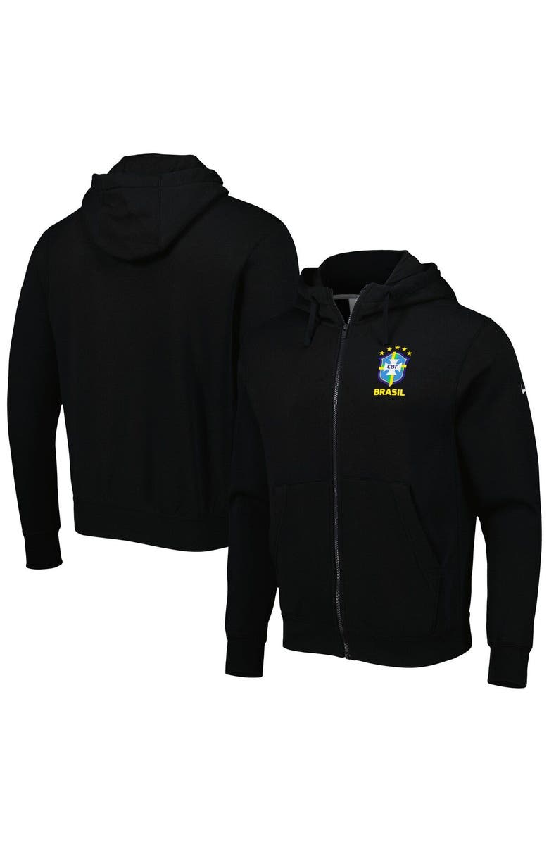 Nike Men's Nike Black Brazil National Team Club Fleece Full-Zip Hoodie, Main, color,