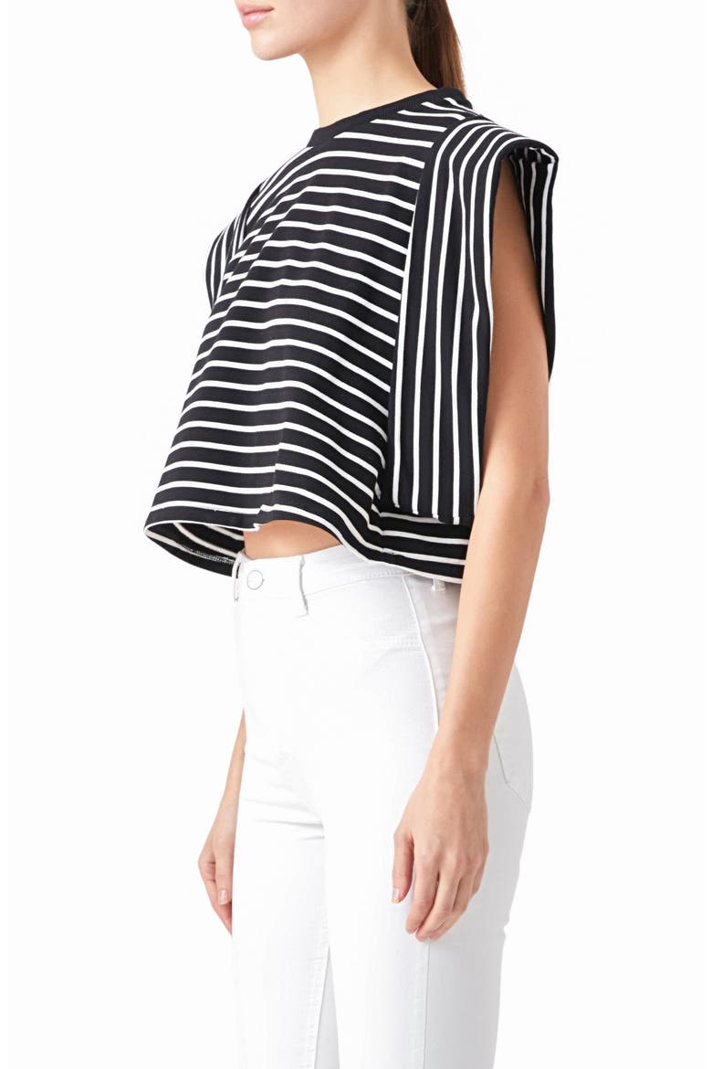 Stripe Crop T-Shirt, Alternate, color, BLACK/ WHITE