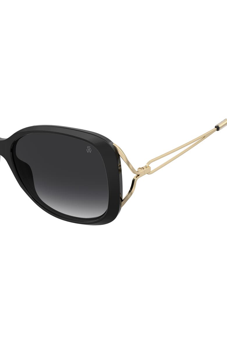 Stuart Weitzman 58mm Polarized Gradient Square Sunglasses, Alternate, color, Black/ Grey Sf Pz Ar