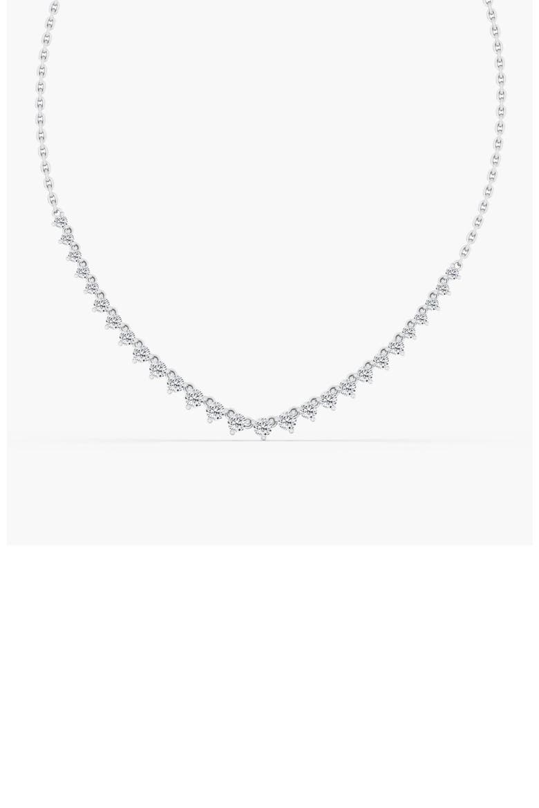 Graduated Mini Tennis Lab Diamond Necklace  in 14K, Main, color, White Gold