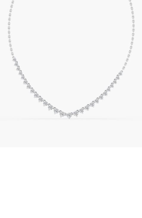 Graduated Mini Tennis Lab Diamond Necklace  in 14K