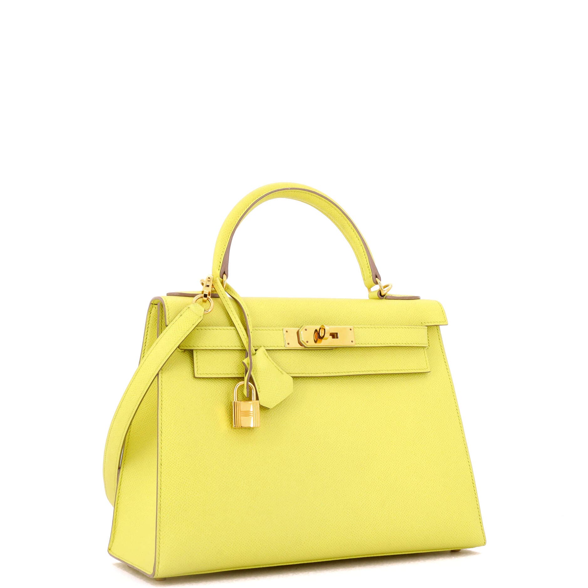 Pre-Owned Hermes Kelly Handbag Yellow Epsom with Gold Hardware 28, Alternate, color, 
