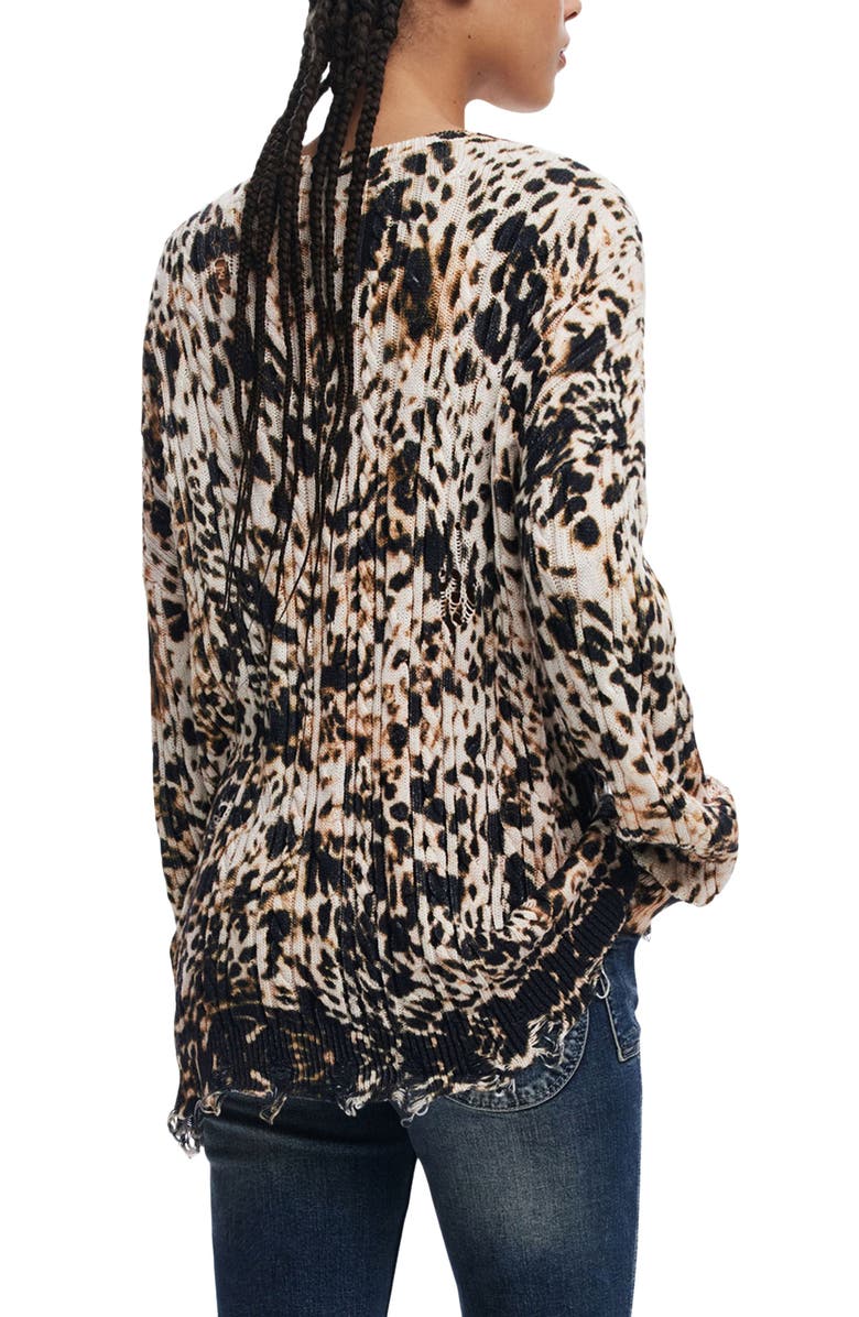 Desigual Cable Stitch Sweater, Alternate, color, Light Beige