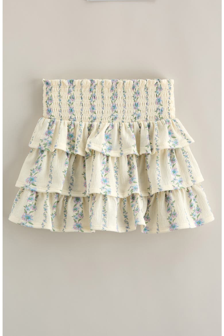 Kids' Smocked Tiered Skirt, Main, color, IVORY EGRET KIMBERLY FLORAL