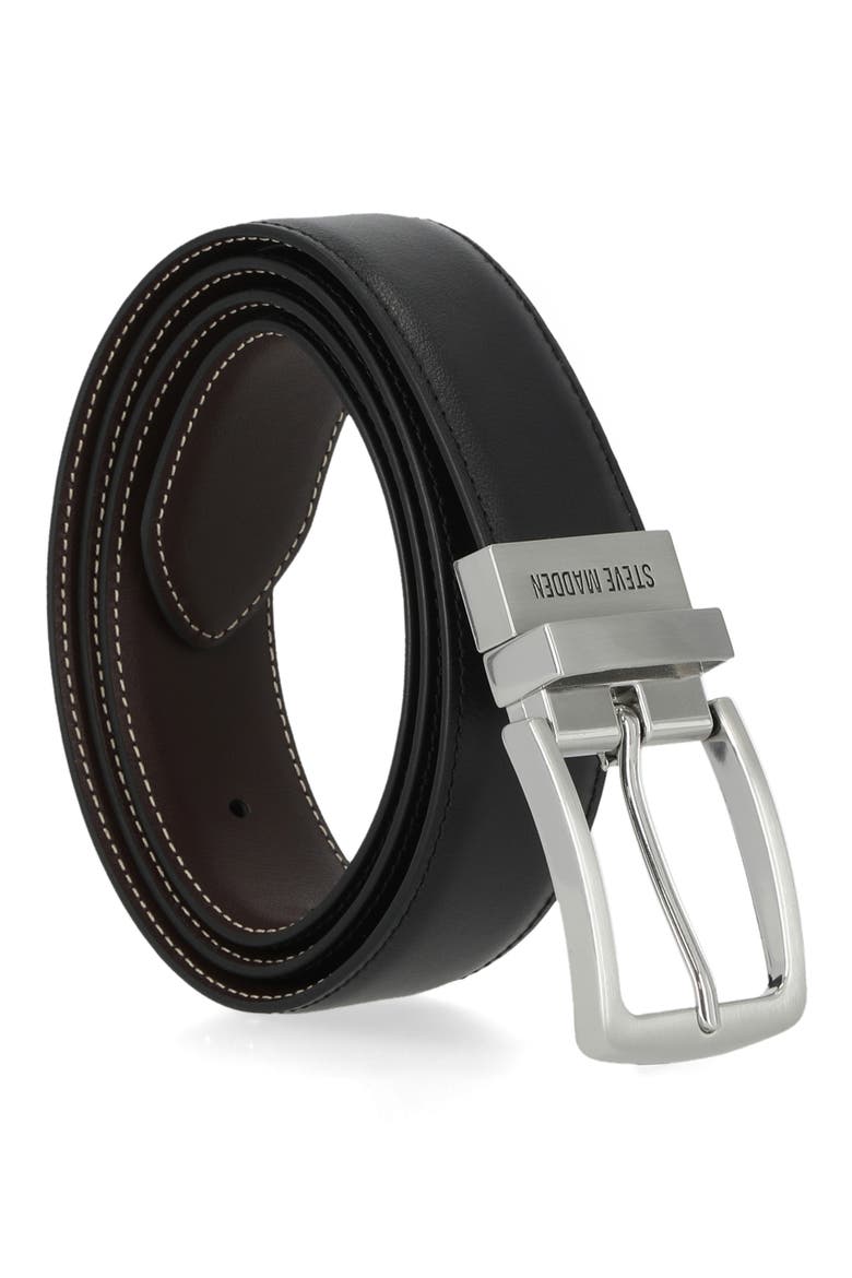 Casual Leather Belt, Alternate, color, BLACK/ BROWN