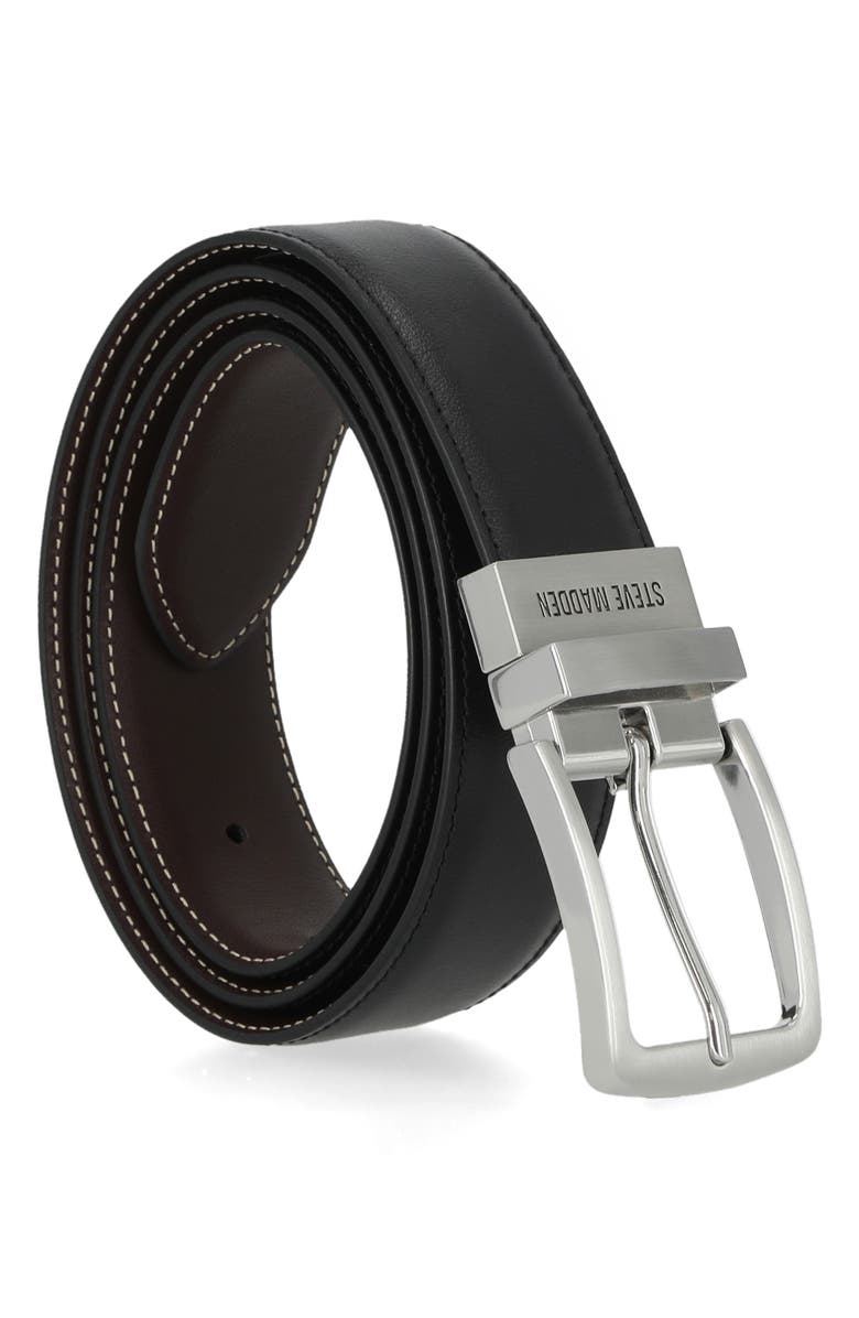 Steve Madden Casual Leather Belt, Alternate, color, Black/ Brown