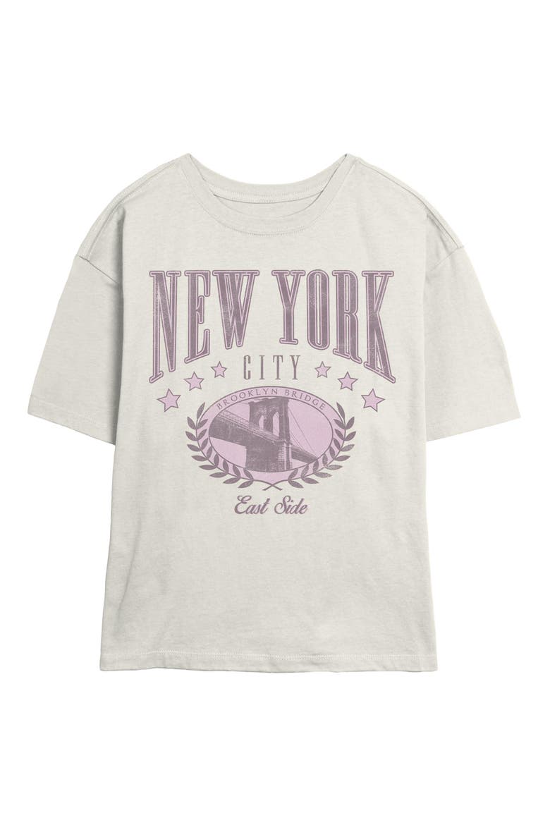 Junior's New York City Brooklyn Short Sleeve Skimmer T-Shirt, Main, color, Egret