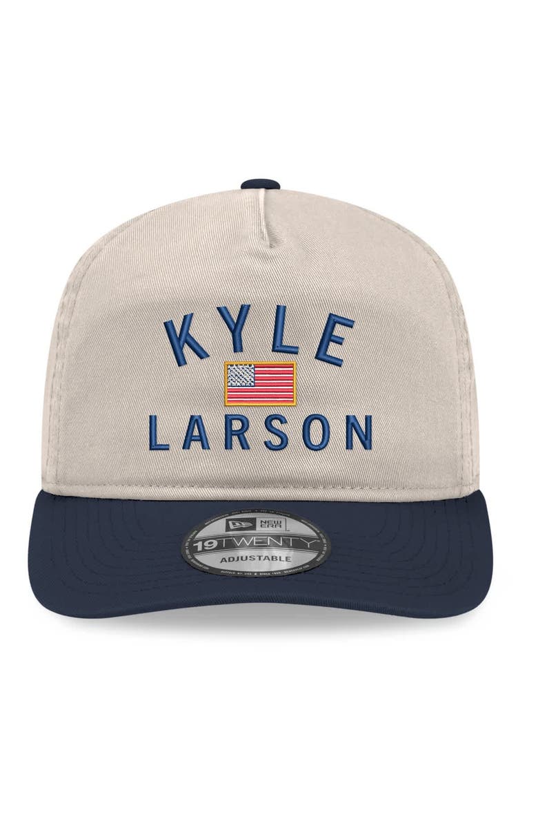 New Era Men's New Era  Khaki/Navy Kyle Larson Flag 19TWENTY Adjustable Hat, Alternate, color, Khaki