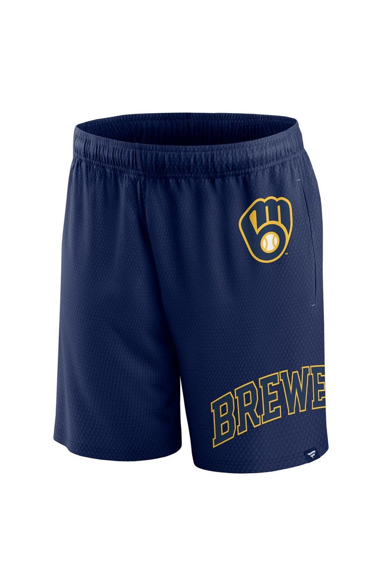 FANATICS Men's Fanatics Branded  Navy Milwaukee Brewers Clincher Mesh Shorts, Alternate, color, 
