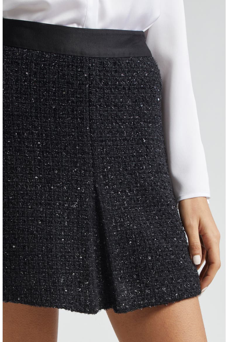 Metallic Tweed Miniskirt, Alternate, color, SOLID BLACK