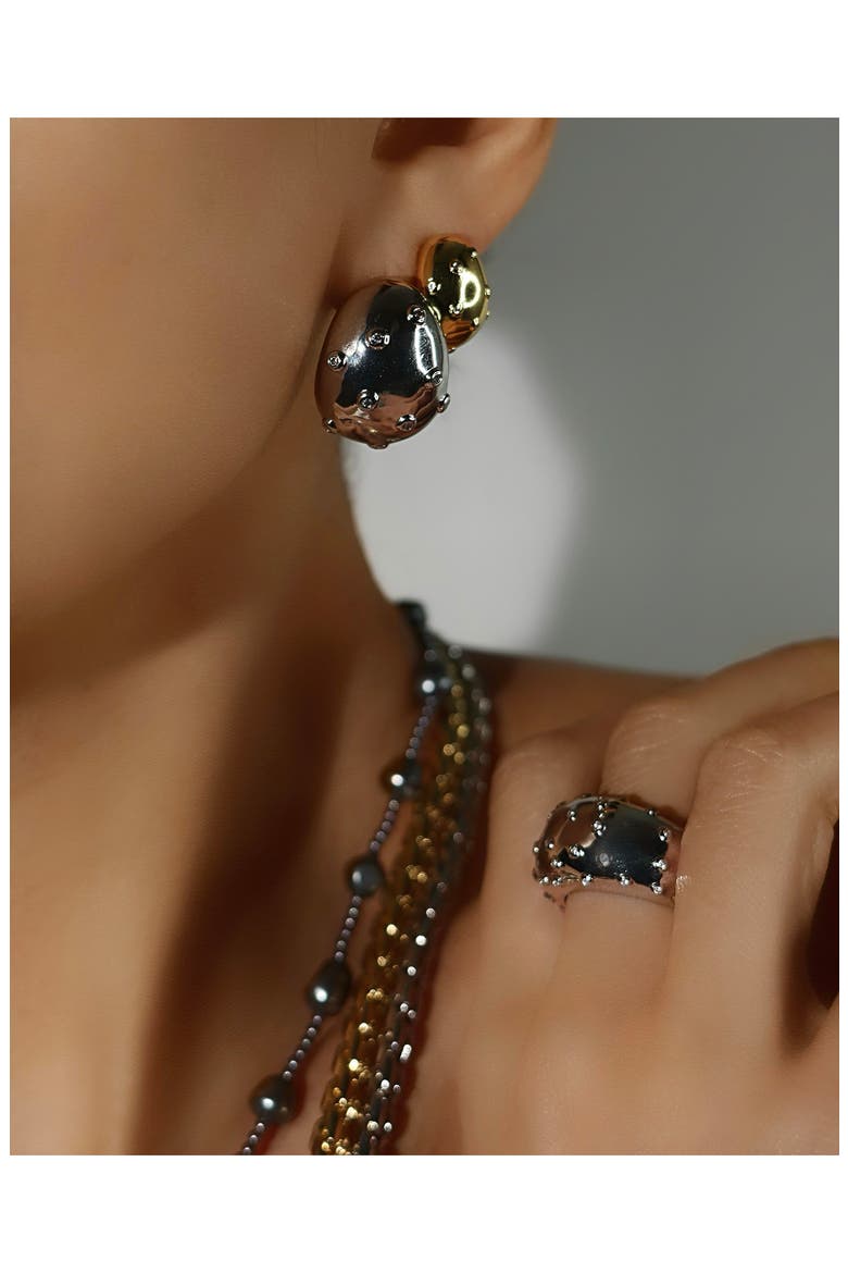 Mini Molten Drop Earrings, Alternate, color, SILVER
