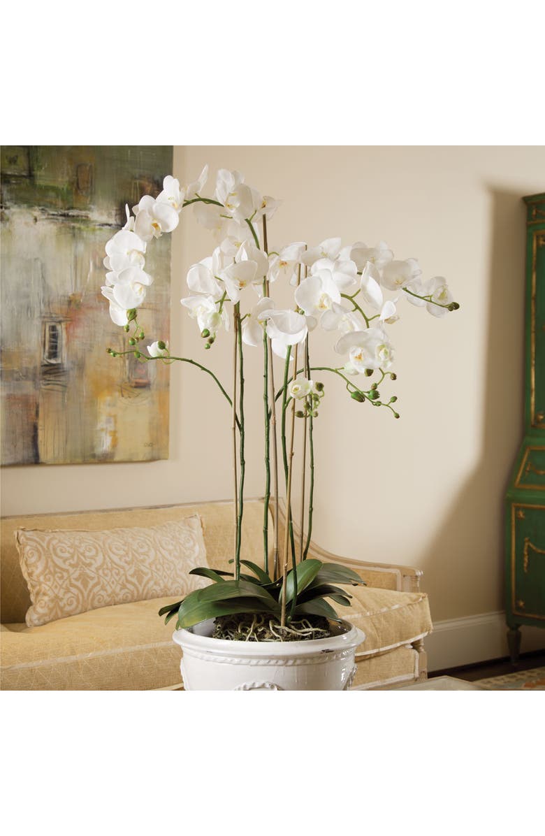 Napa Home & Garden 44" Phalaenopsis Orchid Drop-In Artificial Faux Floral Flower Plant, Alternate, color, White