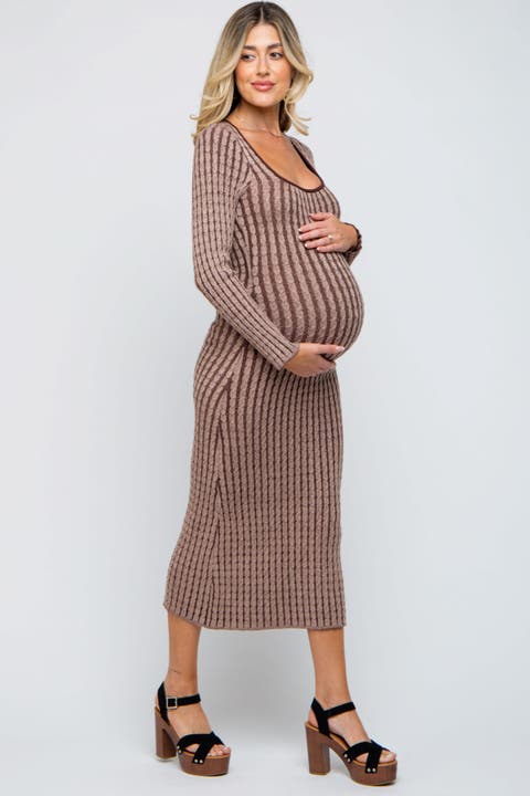 Cable Knit Fitted Midi Dress