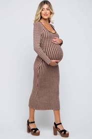 PinkBlush Cable Knit Fitted Midi Dress
