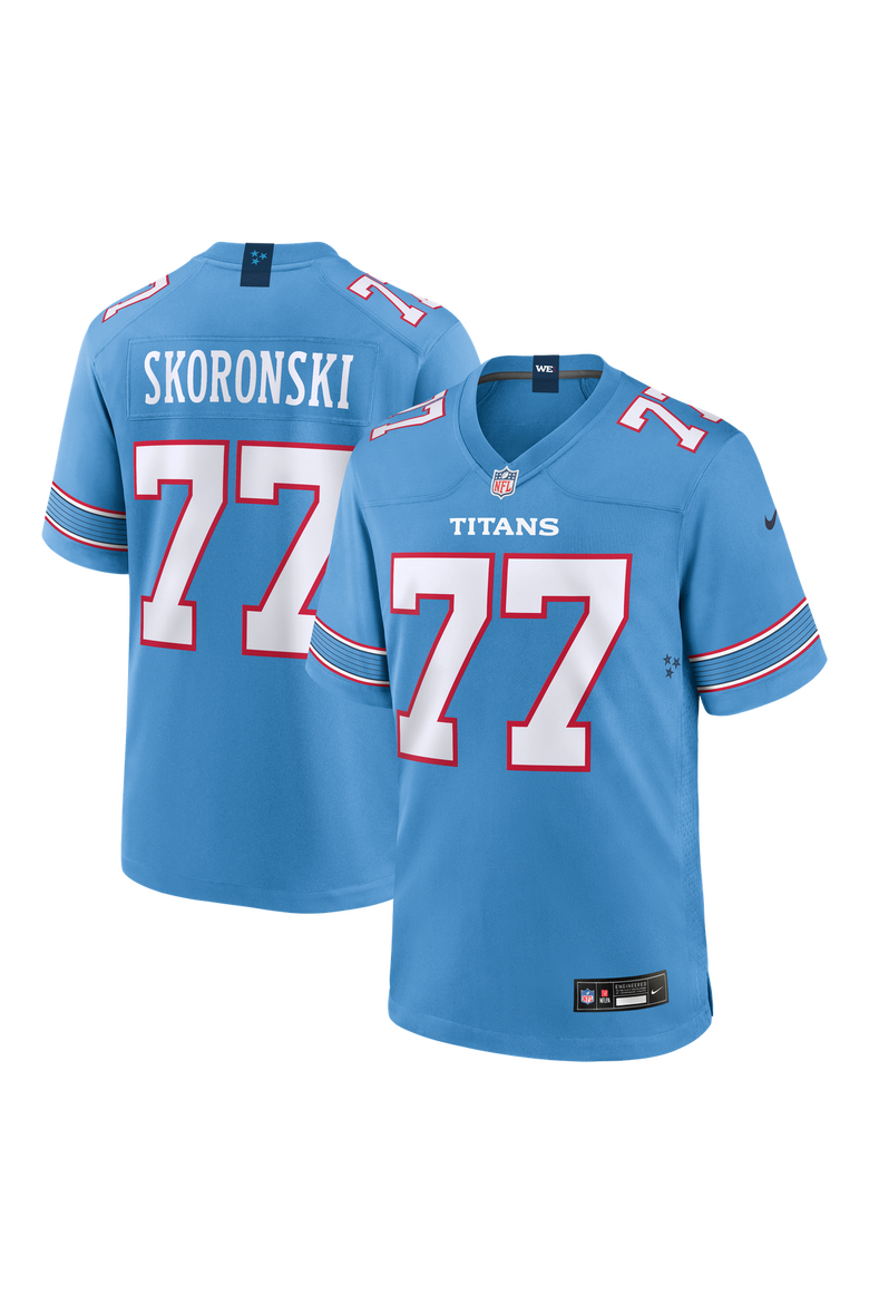 Men's Nike Peter Skoronski Light Blue Tennessee Titans Game Jersey, Main, color, Light Blue