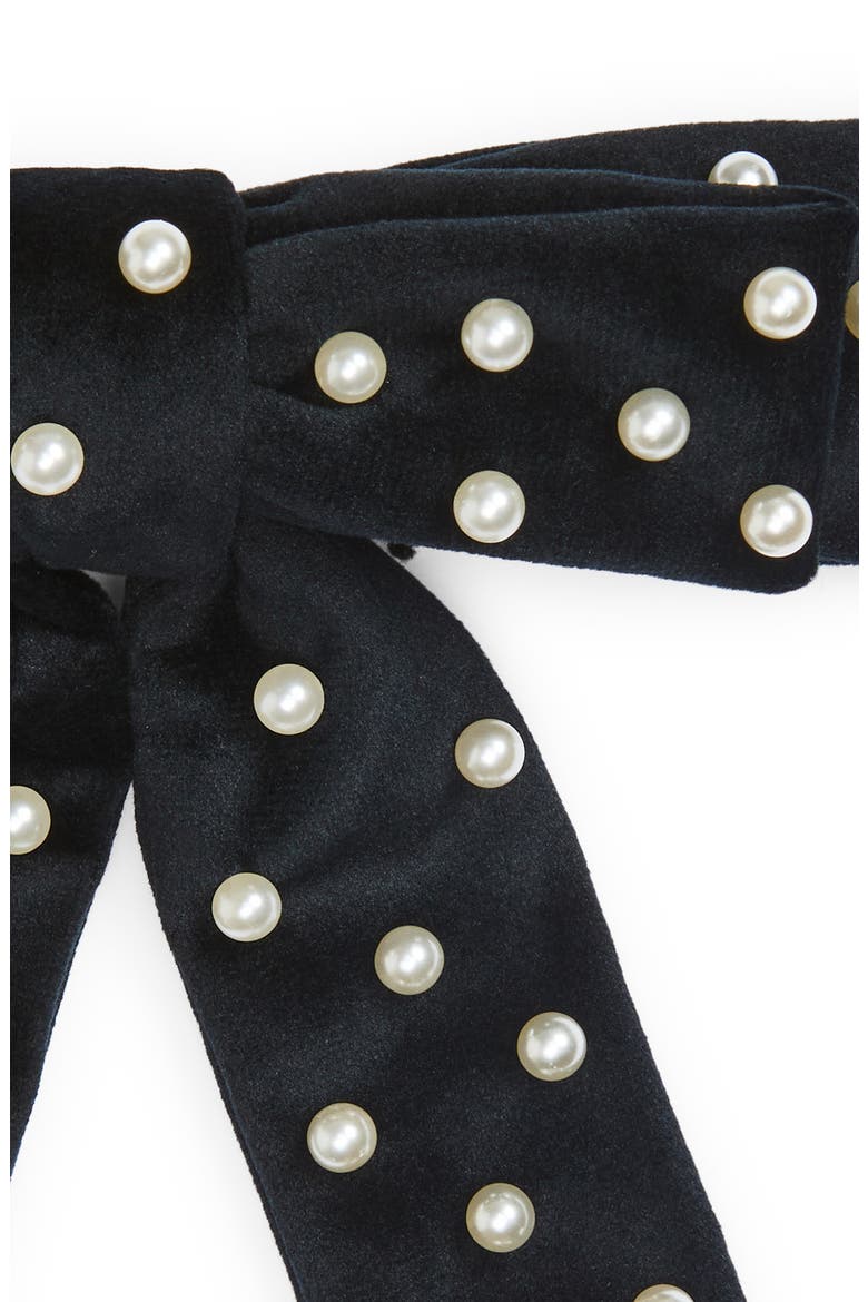 Antoinette Faux Pearl Bow Hair Clip, Alternate, color, JET