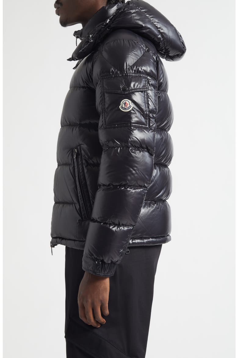 Maya Lacquered Nylon Down Jacket, Alternate, color, BLACK