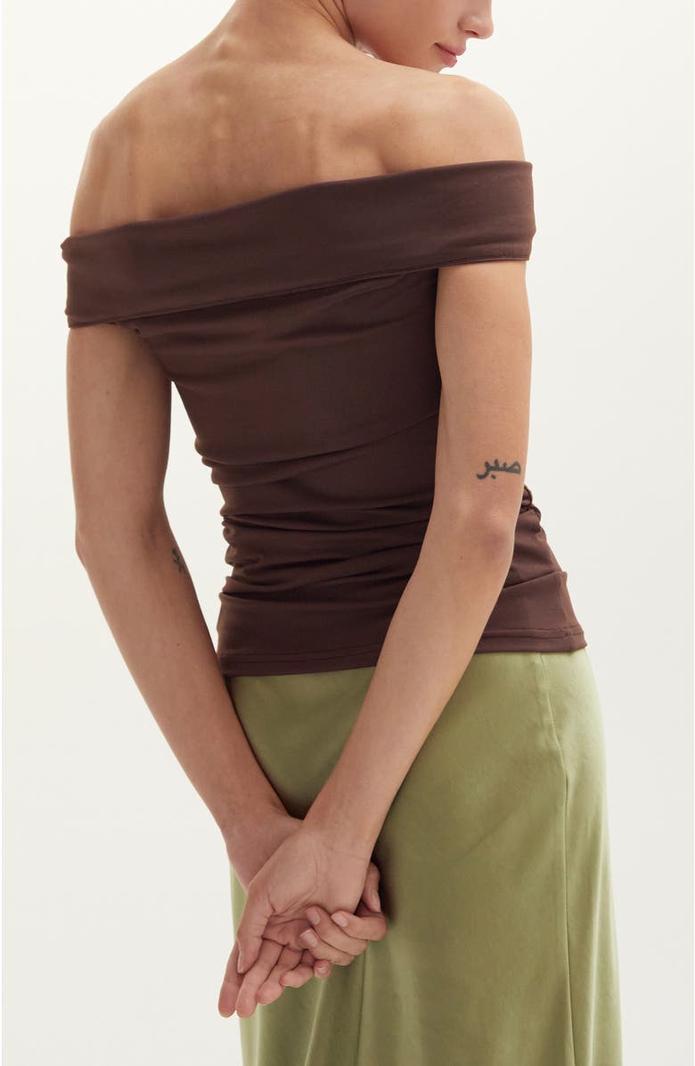 CRESCENT Off Shoulder Knit Top, Alternate, color, Espresso