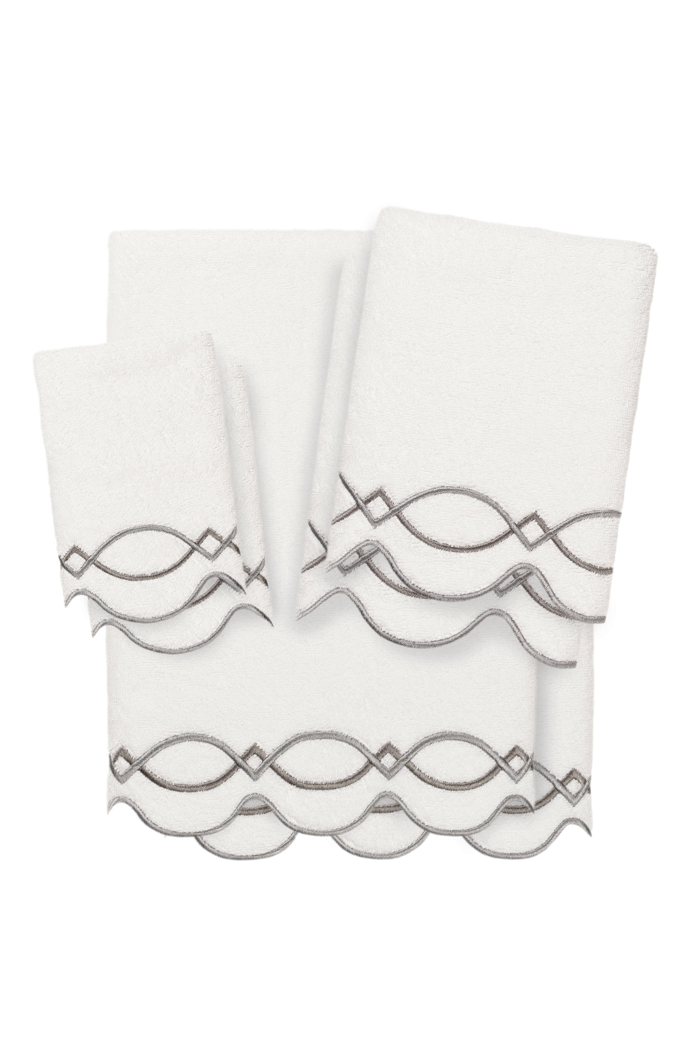 6-Piece Diamond Chain Embroidered Turkish Cotton Towel Set