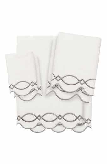 6-Piece Diamond Chain Embroidered Turkish Cotton Towel Set