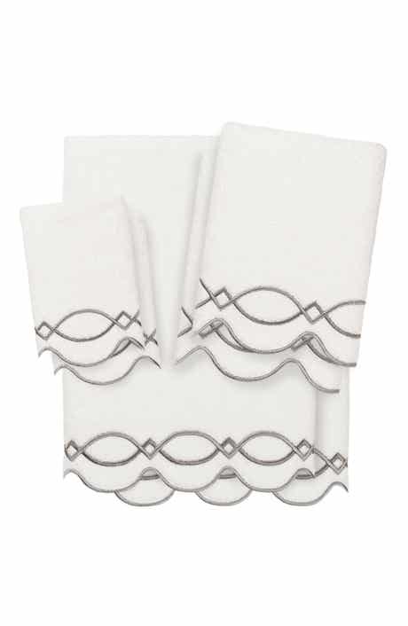 6-Piece Diamond Chain Embroidered Turkish Cotton Towel Set