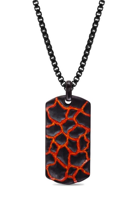 Earth Fire Silver & Enamel Tag Necklace