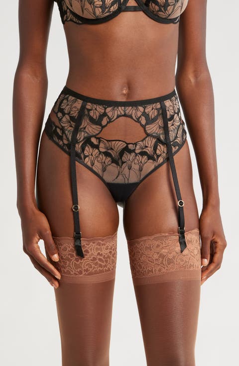 Kalmia Embroidered Mesh Garter Belt