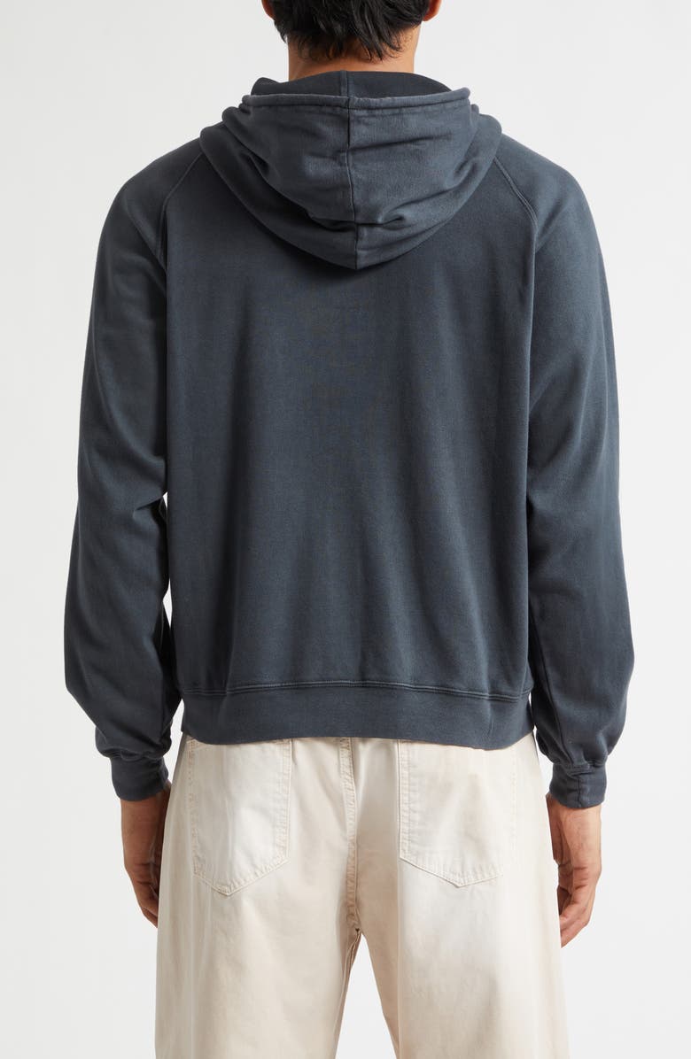 STOCKHOLM SURFBOARD CLUB Petite Logo Organic Cotton Zip Graphic Hoodie, Alternate, color, Black