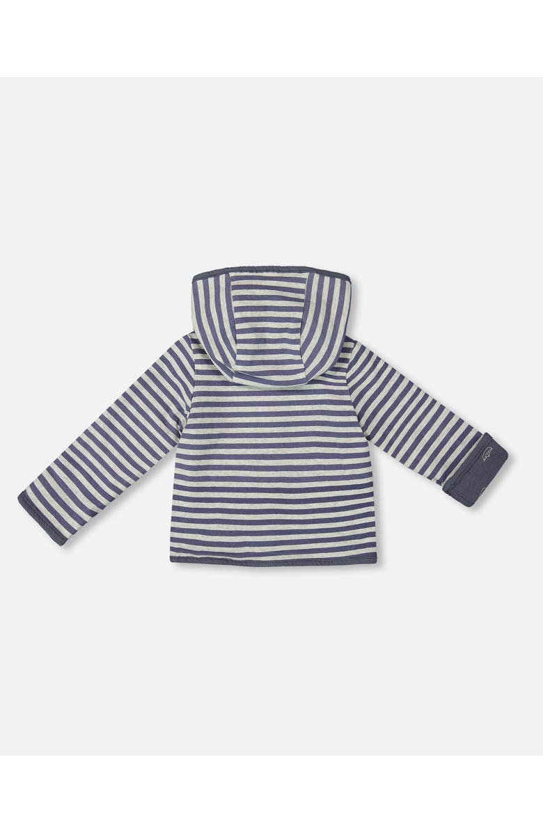 Deux par Deux Baby Boy's Reversible Organic Cotton Hooded Jacket Navy Striped Blue, Alternate, color, 