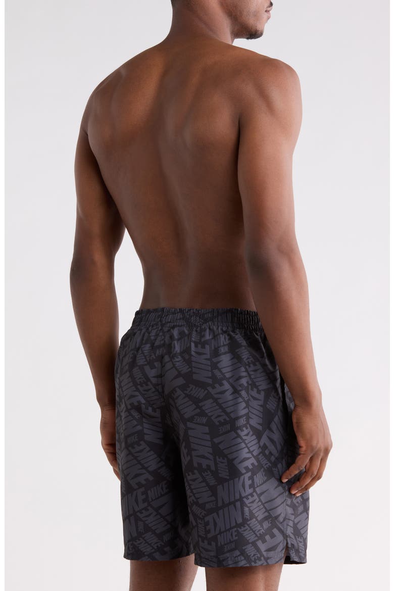 Tossed Black Swim Trunks, Alternate, color, BLACK