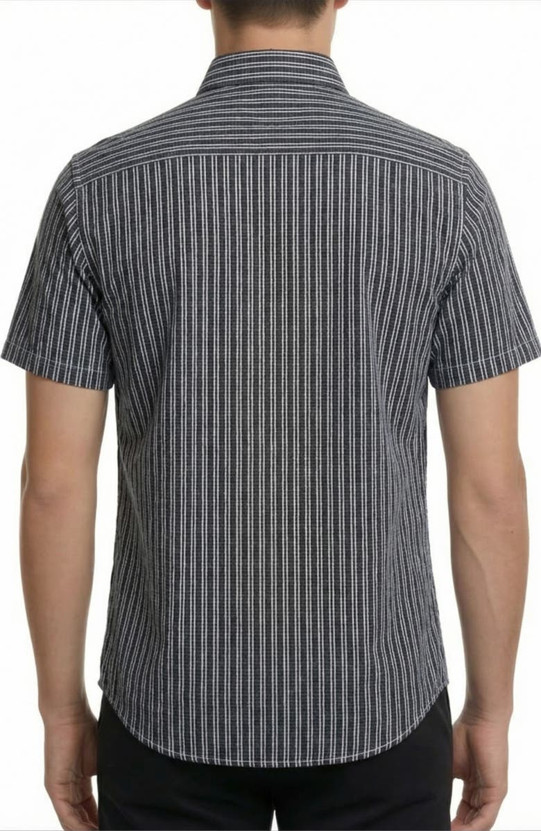 Report Collection Stripe Short Sleeve Seersucker Button-Down Shirt, Alternate, color, Navy