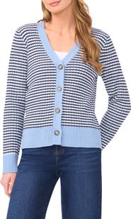 Halogen® Stripe V-Neck Cardigan
