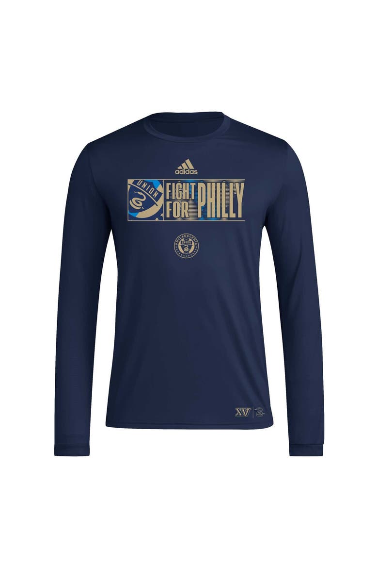 Men's adidas Navy Philadelphia Union 2024 Jersey Hook AEROREADY Long Sleeve T-Shirt, Alternate, color, Navy