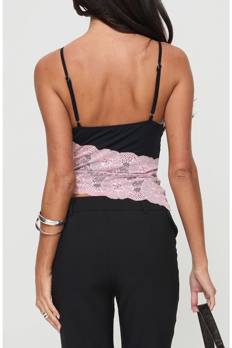 Antoine Lace Asymmetric Crop Camisole, Alternate, color, PINK / BLACK