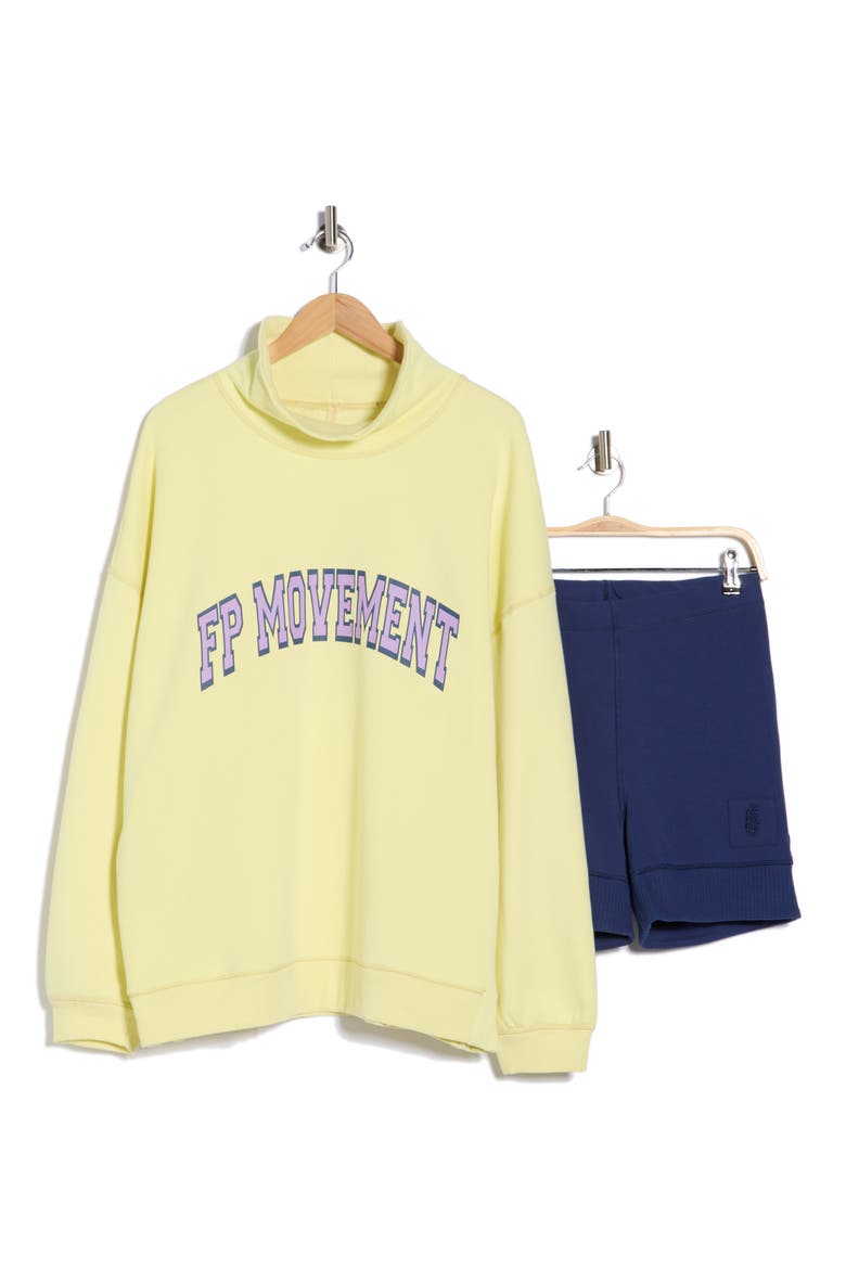 FP Movement Victory Sweatshirt & Shorts Set, Main, color, DAYLIGHT/BLACK GRAPE