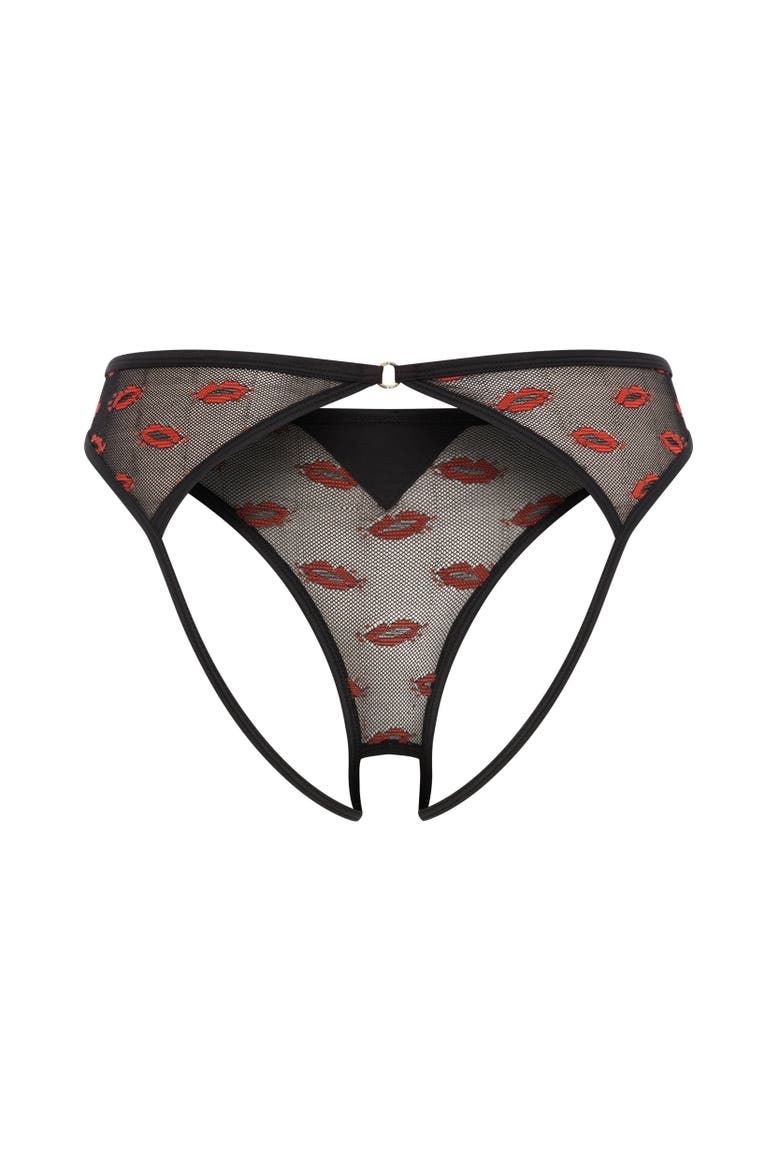 Smooch Smooch Ouvert Panties, Alternate, color, Black