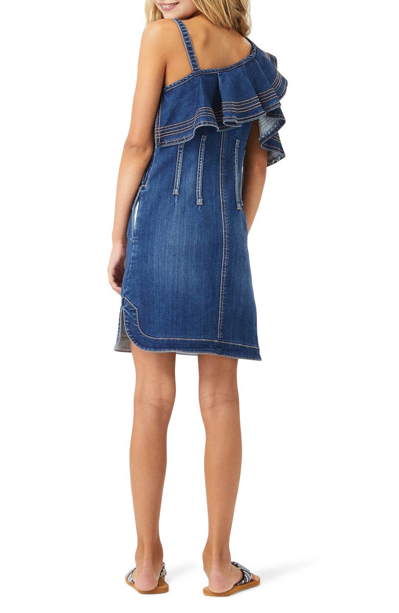 Habitual Girl Habitual Ruffle Cold-Shoulder Denim Dress, Alternate, color,