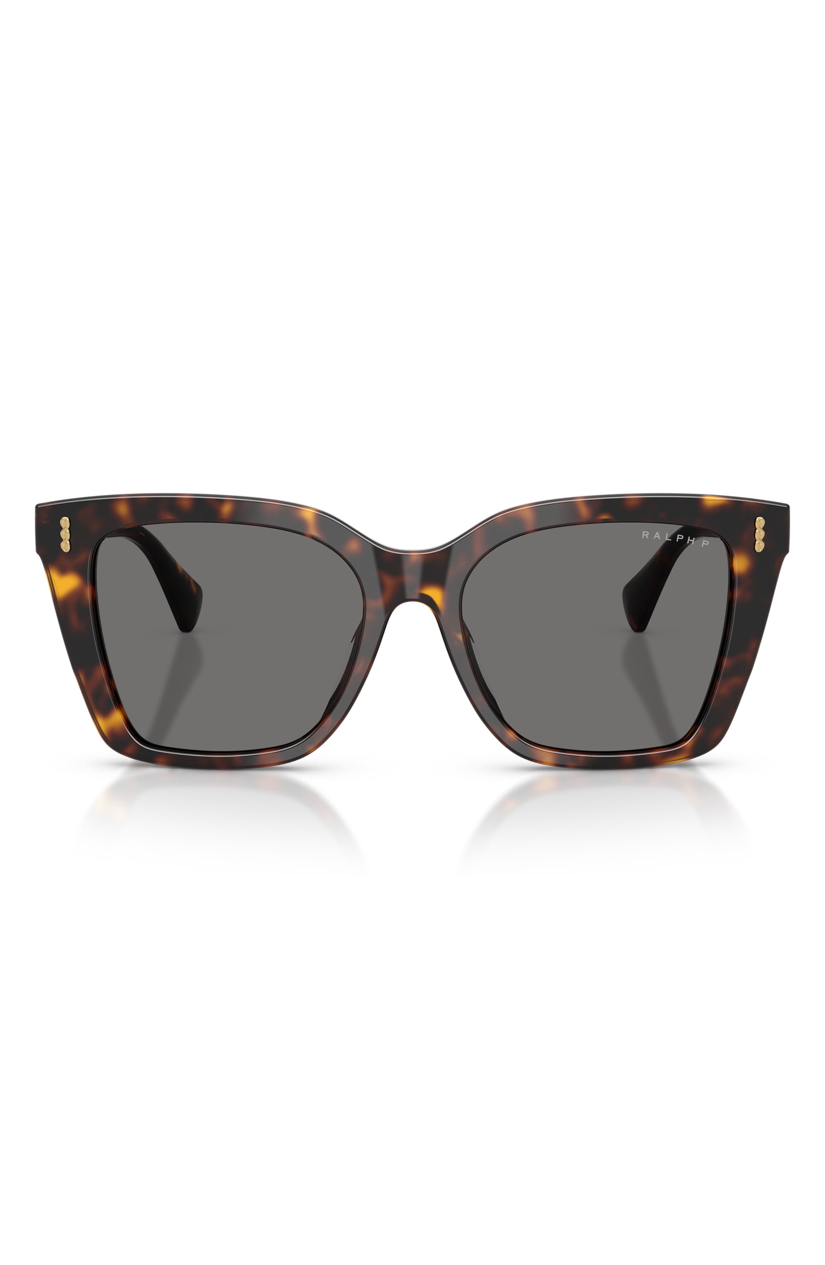 Ralph Ra5349u 53mm Polarized Square Sunglasses In Shiny Dark Havana/polar Grey