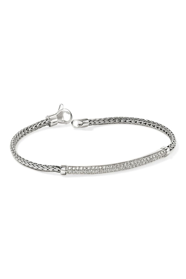 JH Essential Pavé Bracelet, Gold, Diamonds, 2.5mm, Alternate, color, SILVER/DIAMONDS