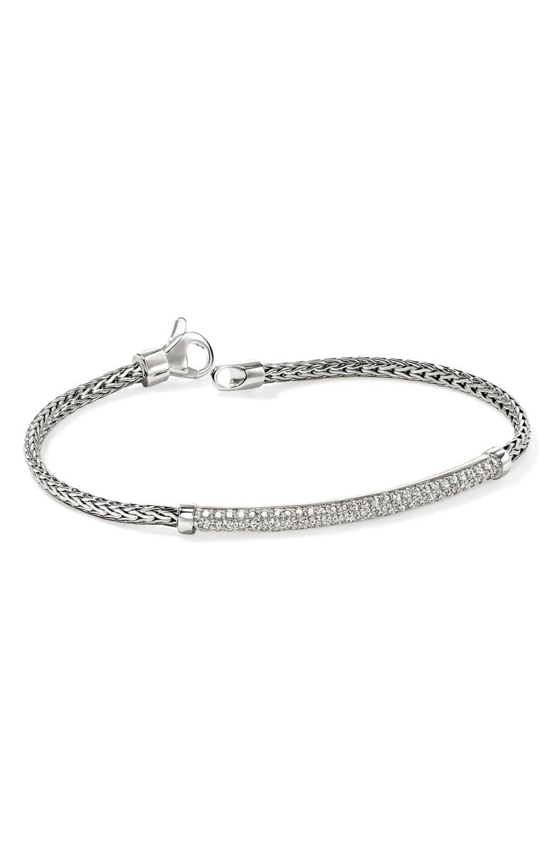 John Hardy JH Essential Pavé Bracelet, Gold, Diamonds, 2.5mm, Alternate, color, Silver/Diamonds