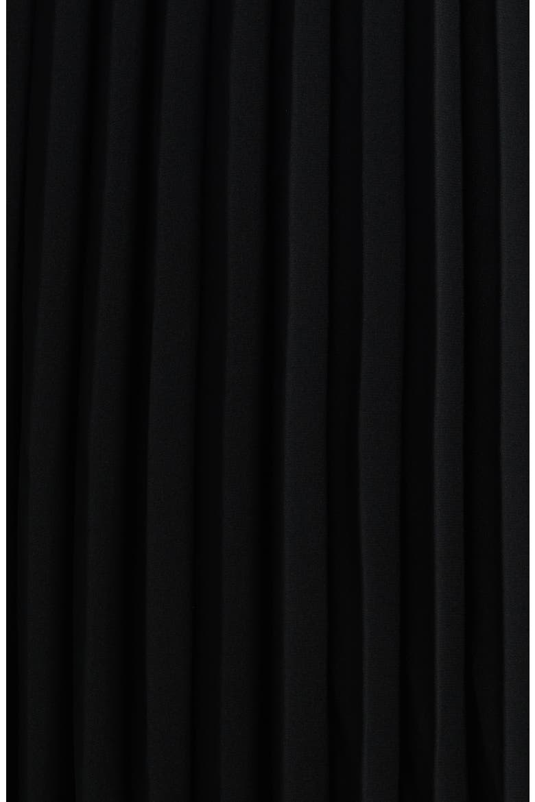 Pleated Long Sleeve Chiffon Midi Dress, Alternate, color, BLACK