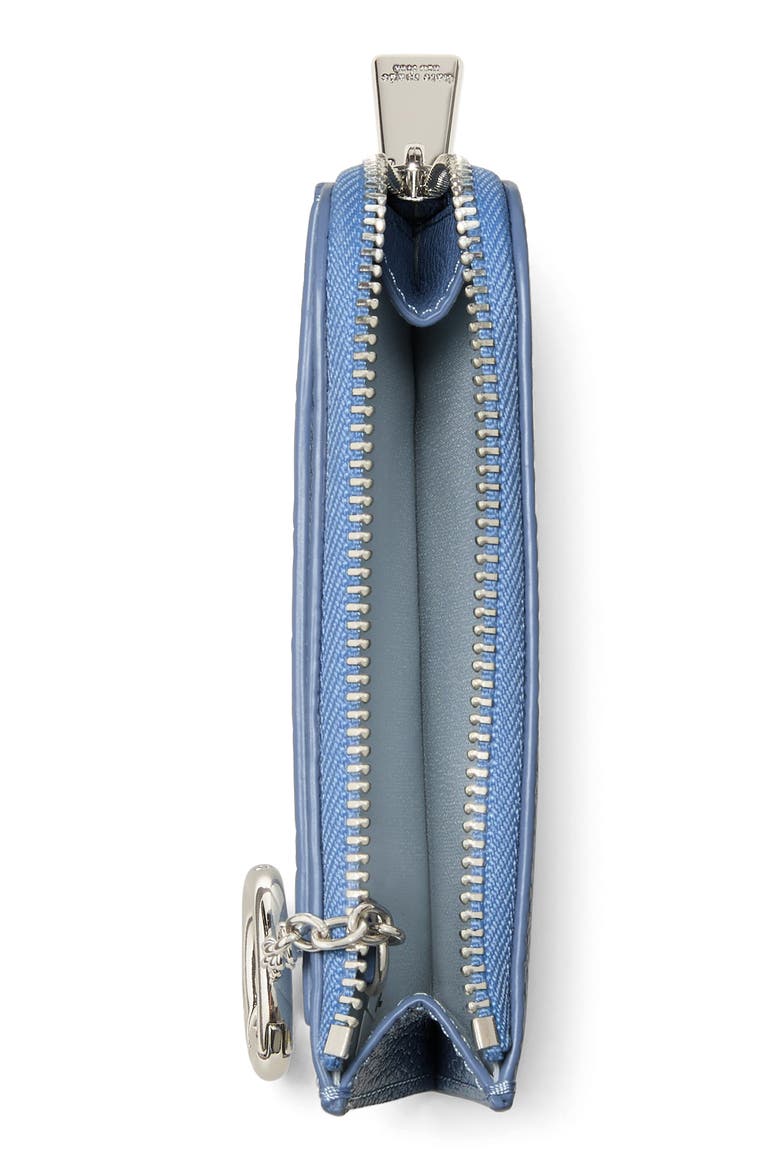 mini pebble leather zip card case, Alternate, color, BLUE