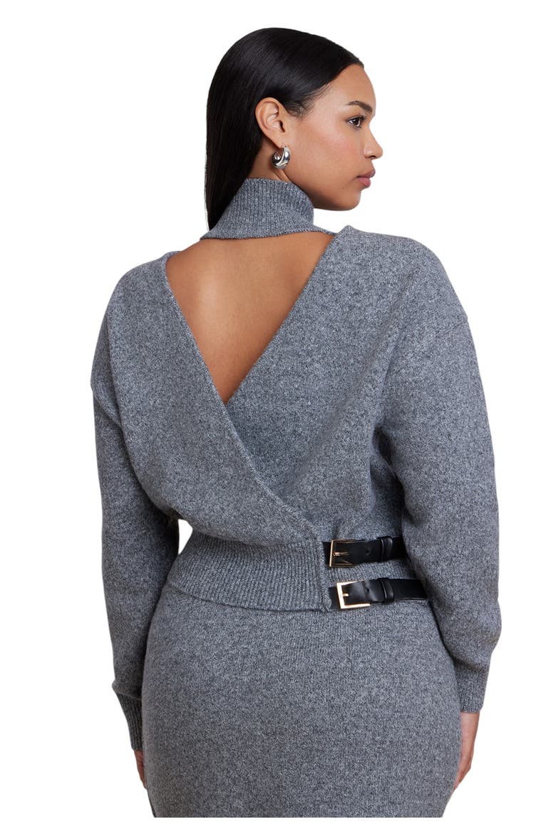 Reversible Cutout Sweater, Alternate, color, HEATHER GREY
