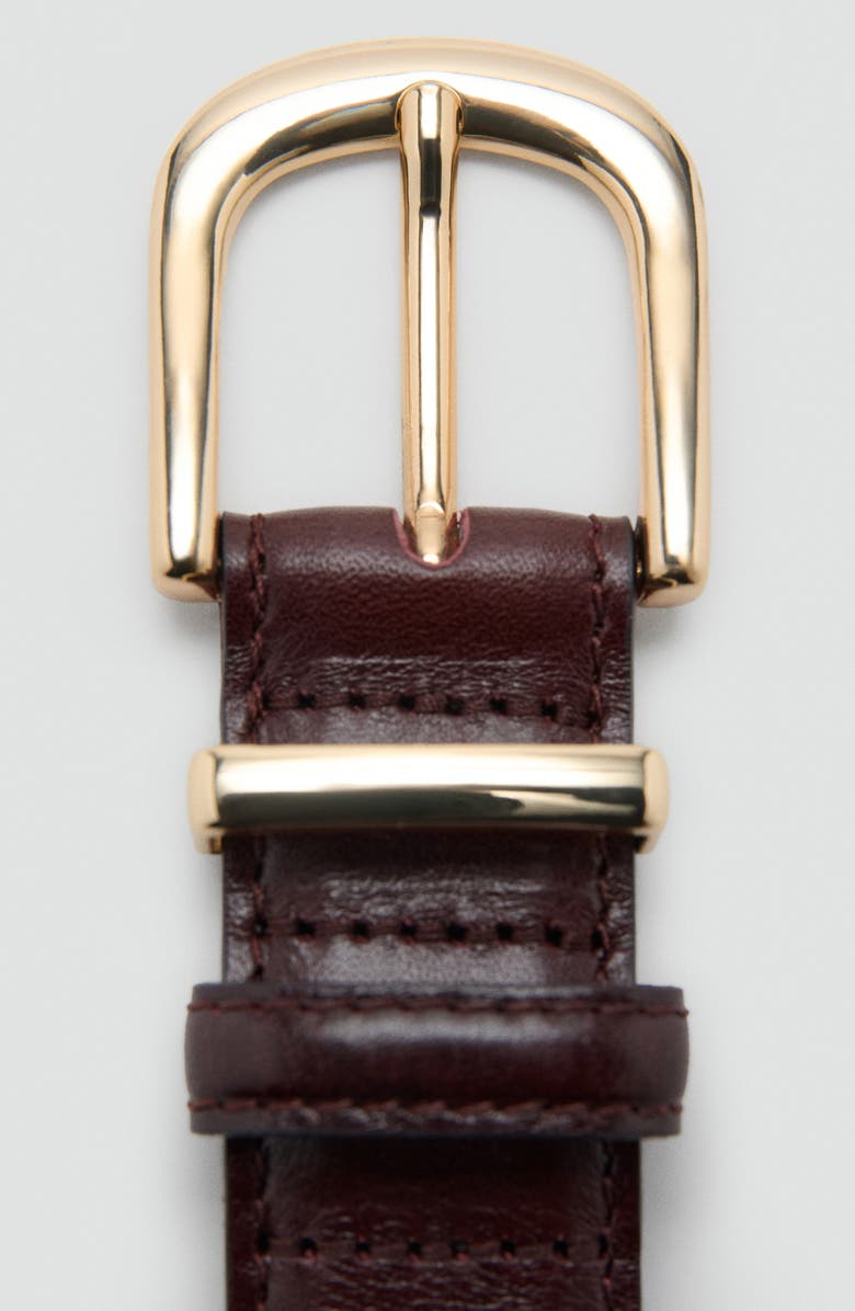 MANGO Leather Belt, Alternate, color, Burgundy