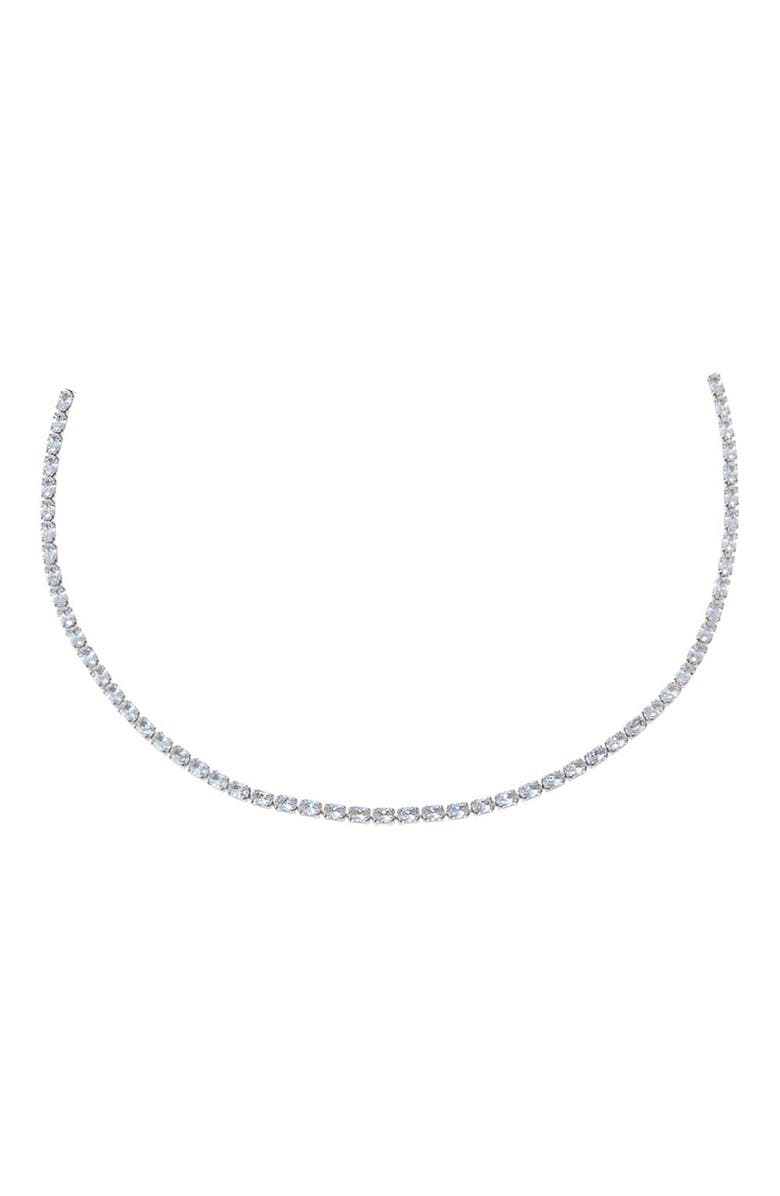 BY ADINA EDEN Colored Four Prong Tennis Choker, Main, color, Silver