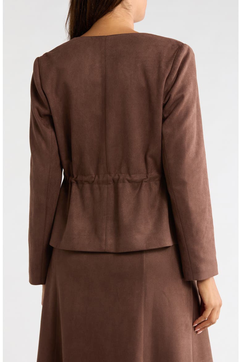 Drawstring Waist Faux Suede Jacket, Alternate, color, COFFEE BEAN