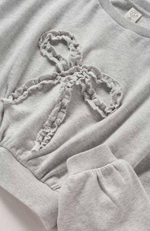 Treasure & Bond Kids' Appliqué Bow Sweatshirt In Gray