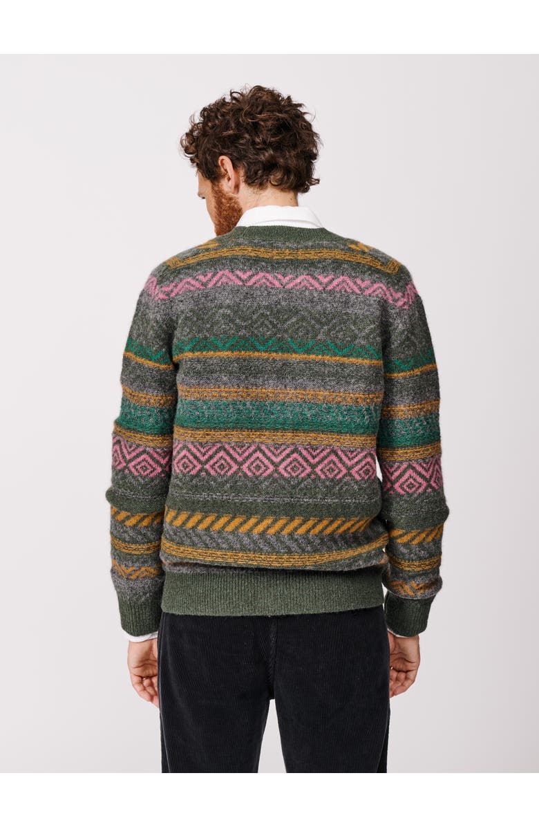 Aubin Fair Isle Wool Cardigan, Alternate, color, Khaki Mix