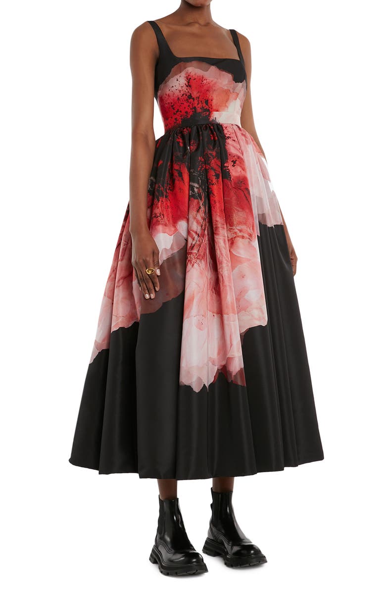 McQueen Alexander McQueen Anemone Print Faille Dress, Alternate, color, 